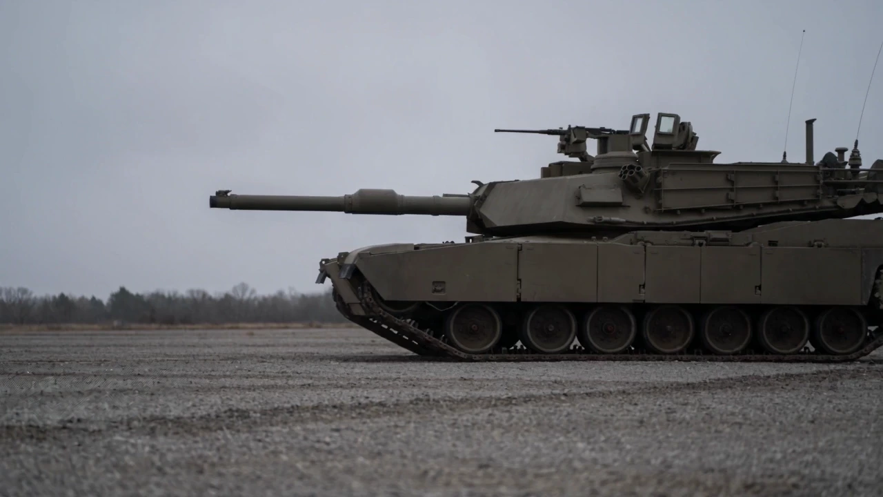 Photorealistic generated visualization of the actual M1A2 Abrams tank design, based on official U.S. Army reference photography